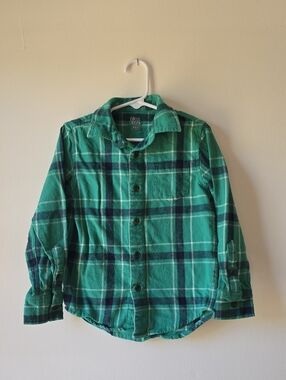 Falls Creek Teal Green Plaid Button-Down Shirt for Kids